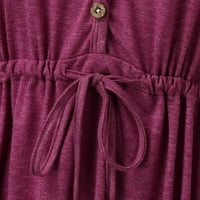 Žene Jesenska modna haljina Čvrsta boja dugih rukava Ležerna haljina V izrez Pletena tunika Dužina koljena