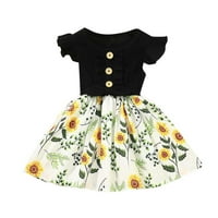 Toddler Baby Girls Ljetne haljine Ruffled bez rukava s rukavicama cvjetna haljina dječje djevojke na