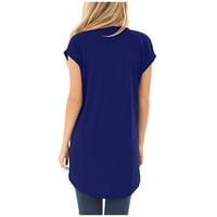 Ženski plus veličine Tunic vrhovi Ljetni kratki rukav V majice Ležerne prilike pune boje Comfy prednje
