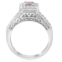 Pompeii 3 8ct Pink Diamond jastuk Halo Vintage Angažman prsten 14k bijelo zlato