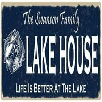 Swanson Porodična kuća jezera Potpisuje metalni ribolovni kabinski dekor 108240101375