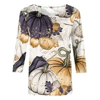 Halloween džemperi za žene, ženska modna Halloween tiskana labava majica Srednja rukava Bluza okrugli