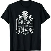 Muška muzika je moja terapija crna ležerna majica pamučni tee