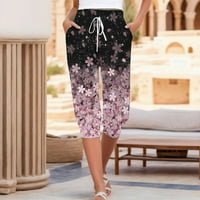 Ociviesr ženski povremeni i trendi gradijentski tisak Capri hlače haljine ženske ženske povremene hlače