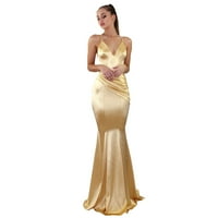 Žene Flowy haljina zlata poliester za žene čipka čipke sekvera Večernje zabave Ball Prom vjenčanica