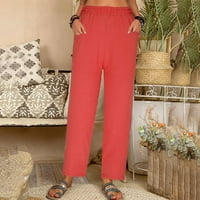 Ženska modna casual proljeća i ljetna čvrsta boja labave hlače pune dužine