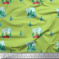 Soimoi zelena poliester Crepe tkanina Cedar Tree & Mountain Priroda od tiskane tkanine široko