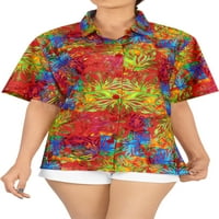 Uvala Ženska Funky Swim Havajska majica kratki rukav majica na plaži Crvena, lisnata zakrpa