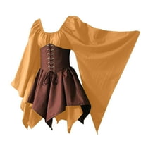 JOAU ženska srednjovjekovna haljina u vratu rukav rukav renesansa Halloween Cosplay kostimi plus veličina