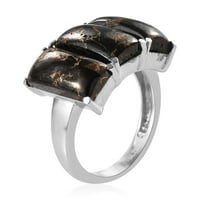 Trgovina LC Izlječenje Bol Bol Relief Crna Shungitna baguette Kameni prsten od nehrđajućeg čelika za