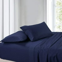 King size egipatski pamučni ravni krevet, jednostavan za pranje navoja grof Kling veličine ravni listovi - - mornarsko plava pruga