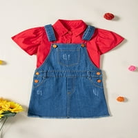 Toddler Kids Baby Girl Ljetna odjeća set lapl majica dugme Top traper suknjačke suknje kombinezone odijela