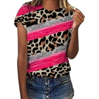 Ženske majice Žene Gradient Leopard Stripe Ležerne prilike, Ispiši kratki rukav Crew Crt Majica Majica