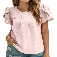 Luxplum žene šifon vrhovi bluza s posadom TUNIC Bluza kratki rukav majica meka majica Ljetni tee tamno