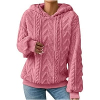 Pad džempera za žene modni čvrsti topli kabel pleteni vučni kapuljač s kapuljačom dugih rukava dukseri