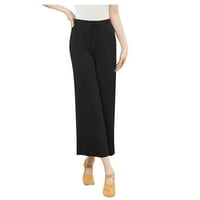 Hanas Hlače ženske modne hlače široke noge visoki struk ravno drape elastične vježbe hlače plesne hlače