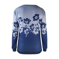 Košulje s dugim rukavima za žene na vrhu Ležerne modne obloge O-izreza Ispiši pulover Bluze za žene