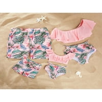 Pink biljni cvjetni print Porodični kupaći kostim za ljeto, za žene, za muškarce, jedan komad, veličine