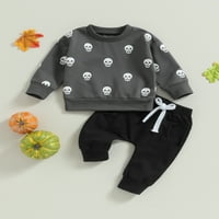 Allshope Baby Boy odijelo Halloween lobanja Print Duge dugih rukava i hlače za odjeću za mališana