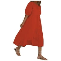 wendunide haljine za žene modne žene labave boje u boji O-izrez duhovni rukavi casual kratkih rukava