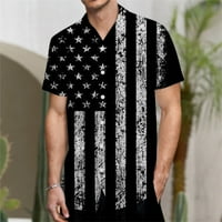 B91XZ muške majice kratki rukav Muški 3D digitalni tisak džep kopča reverl kratka rukava majica Američka