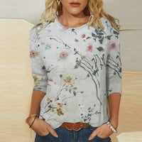 Ženska rukava Crewneck Slim Fit TEE bluza Grafički ispis Ležerne ljetne dnevne majice Siva veličina