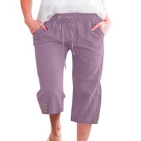 Neilla dame obrezane hlače ravno dno noge Solid Color Capri pantalone Ženske vrećačke pantalone Srednja