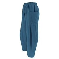 Ženske y2k hlače Modni labavi čvrsti pamučni posteljina Veliki džepovi casual široke pantalone za noge