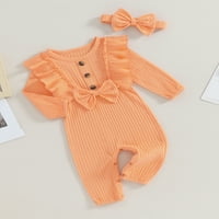 Amiliee Newborn Baby Girl Fall Outfits Pamuk s dugim rukavima rufffle Ramper s odjećom za novorođenčad