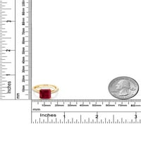 Gem kamen King 4. CT Crveno stvoreno Ruby White Created Sapphire 18K žuti pozlaćeni srebrni prsten