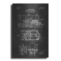 Luxe Metal Art 'Steam locomotive nacrta na chalkboard patent' metalna zidna umjetnost, 24 x36