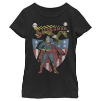 Djevojkov supermen all-američki grafički tee crni medij