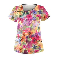 Apepal ženska moda mala cvjetna tiskana ujednačena kombinezona košulja kože dvostruke džepne majice