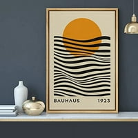 Uokvirena platna ispis umjetnosti u sredini stoljeća Bauhaus Geometrijski sunčevi valovi oblici apstraktne