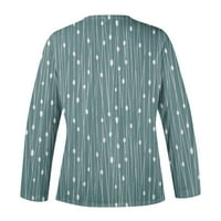 Apepal ženska bluza košulje casual labave košulje s dugim rukavima V-izrez tiskanje tiskane majice Tee