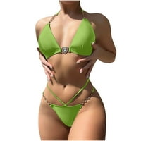 Ženski lanac za rhinestone Halter Halter Troangle Bikini set kupaći kupaći kostim seksi kupaće odjeće