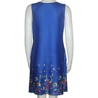 Bazyrey senders za žene casual haljine bez rukava ženka cvjetnih obrivačkih haljina plave 6xl