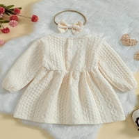 Izhansean Toddler Baby Girls pletene dugih rukava rukav džemper odijelo zimske tople vrhove odjeća kremasta