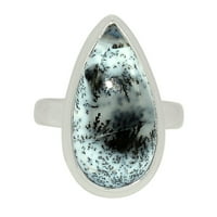 Prirodna merlinitna dendritic Opal - Turska srebrni prsten nakit s. ALLR-20069
