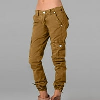 Ženske teretne hlače Niska struka Slim Stretch ravna pantalona s više džepova Rad planinarske pantalone