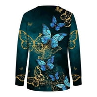 Dukserica za vrat AHERBIU za žene s prugama dugih rukava leptir ispisani jeseni ležerni pulover Tun