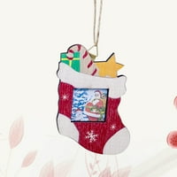 Modni božićni čarapa Album Viseći drveni okvir za fotografije viseći privjesak Xmas party viseći ukras