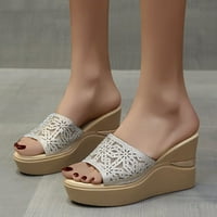 Otvorene ženske sandale za žene papuče klinovi cipele rimska ljetna modna plaža ženski papučica, zlato