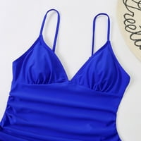 Ženski kupaći kostim temmy control bandeau bikini kratka rukava plaža A-line trkac plavi m