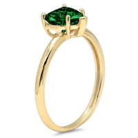 1CT srce rezano zeleno simulirano smaragdno 18k žuti zlatni godišnjički angažman prsten veličine 10