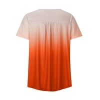 Ženske tuničke vrhove za gamaše majice kratkih rukava Botton up casual gradijent boja ruched bluze blok