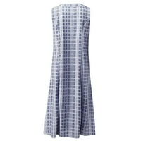 Haljine za žene Dužina koljena bez rukava V-izreznu ljetni modni odmor ženski sa džepovima Plavi m