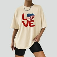 Zunfeo Ženska majica Cleance Plus size - bez rukava svježe odabrane modne majice bluza posada Nezavisnosti
