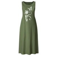 Ganfancp Plus size Ženske ljetne haljine za čišćenje, bez rukava, okrugla vrat Ležerne prilike, Veličine
