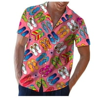 Muška proljetna ljetna top Hawaii tiskani ovratnik na otvorenom TOP Casual Labavi labavi majica s kratkim